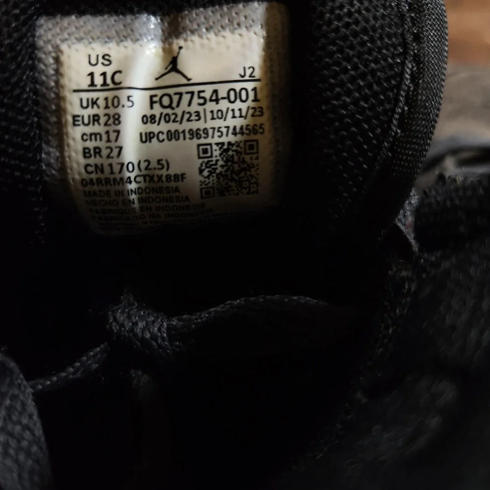 Air Jordan 1 Toddler 11C Black Mid SE Craft TD Dark Smoke Red FQ7754-001